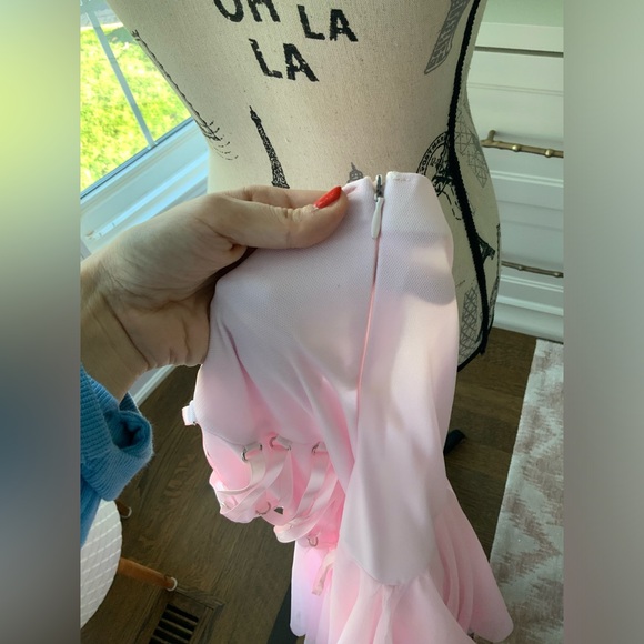 M COLLECTION Pink Tule Strapless Midi Corset Dainty Dress Women’s Size 6 - Picture 9 of 15